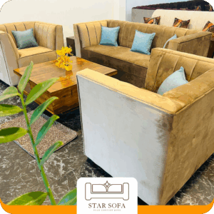 Pleet box Sofa (3x1x1) With teek stool 3x3ft